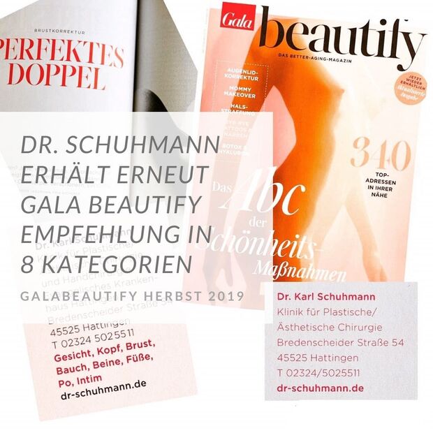 Gala Beautify Auszeichnung für den Plastischen Chirurgen Dr. Schuhmann