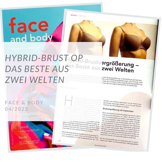 Cover und Artikelseite Hybrid-brustvergrößerung, Magazin face and body