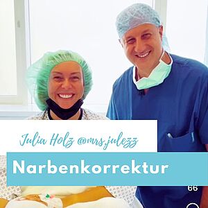 Julia Holz und Dr. Karl Schuhmann vor der OP der Narbenkorrektur
